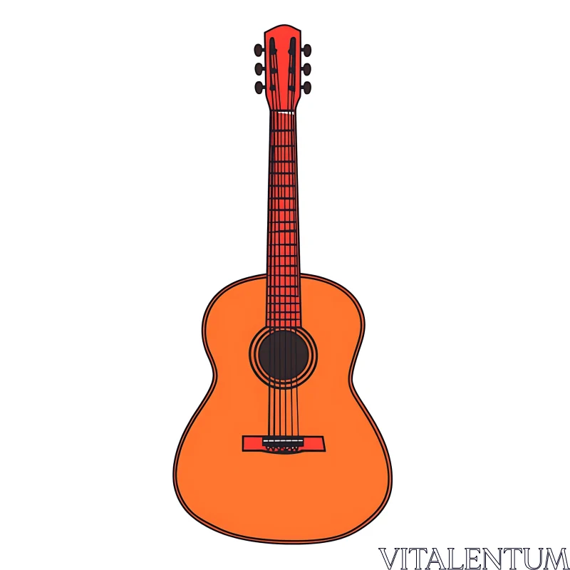 Colorful Acoustic Guitar Drawing AI Image