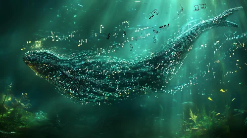 Musical Note Whale in Ocean Fantasy