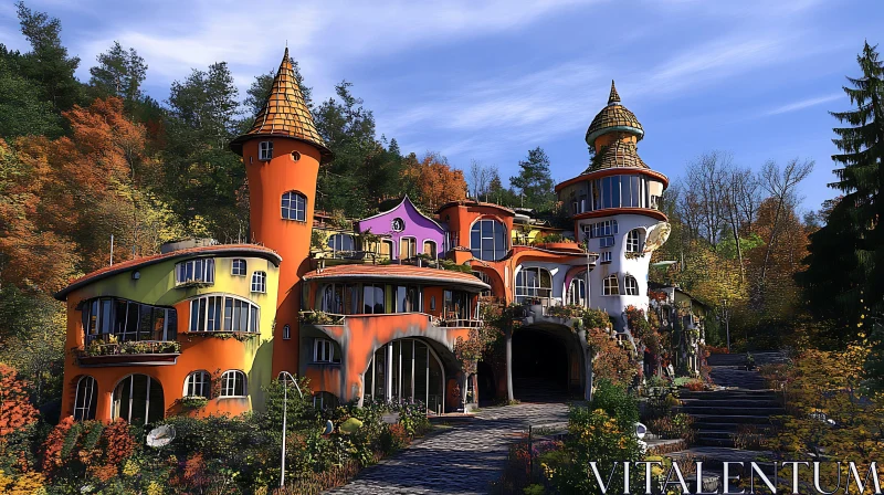 AI ART Colorful Fantasy House in Lush Forest