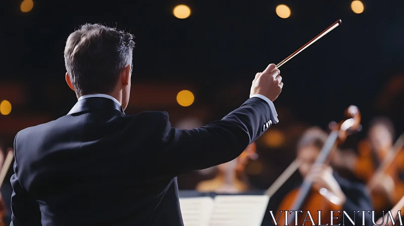 Orchestra Conductor in Action AI Image