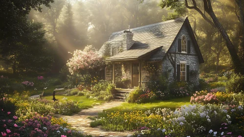 Quaint Cottage in Flower-filled Garden