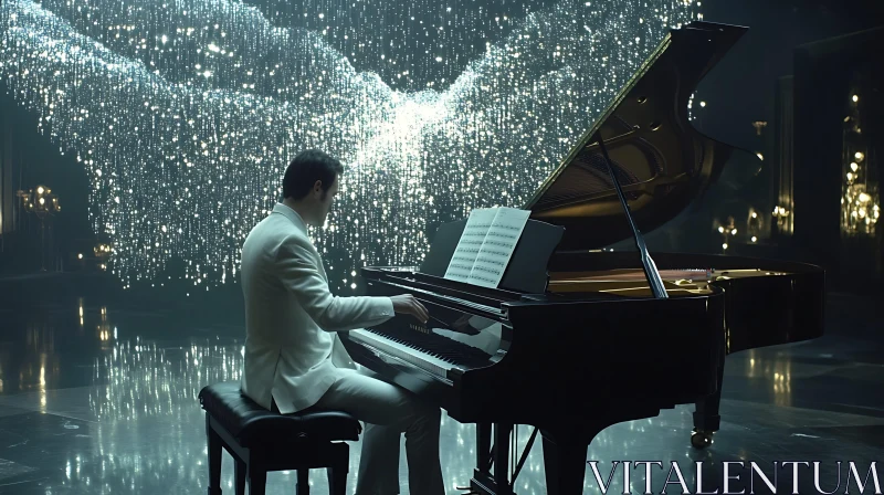 Grand Piano Performance in an Enchanting Ambiance AI Image