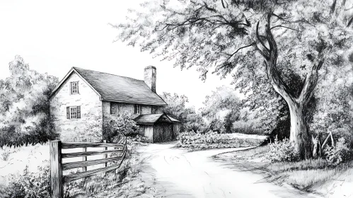 Rustic Cottage in Black and White