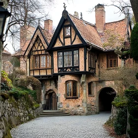 Rustic Cottage with Stone Pathway