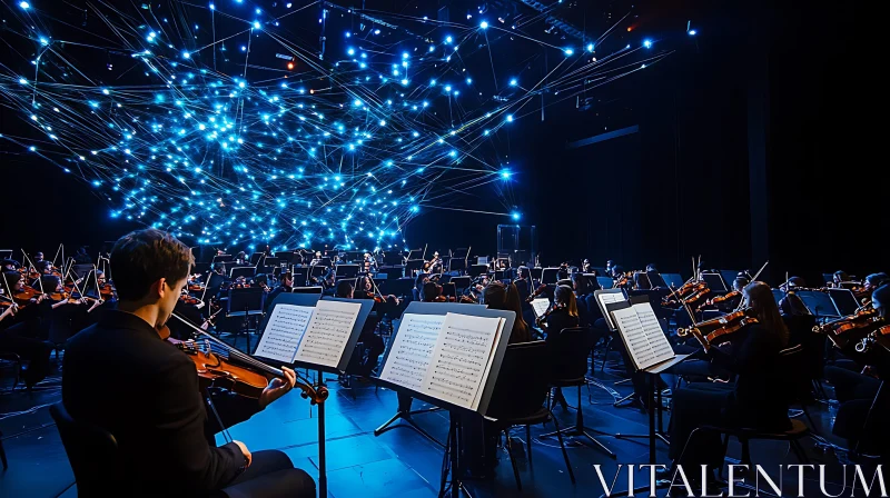 AI ART Orchestra Performance with Blue Light Show