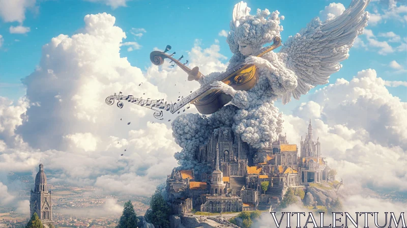 Heavenly Music: Colossal Cloud Angel with Violin