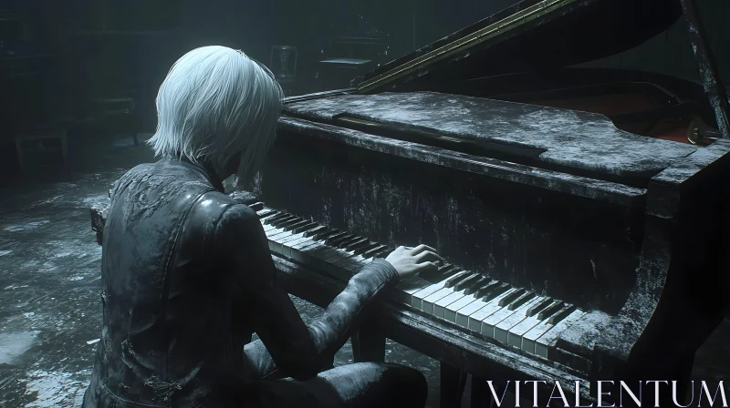 Solitary Musician at a Weathered Piano