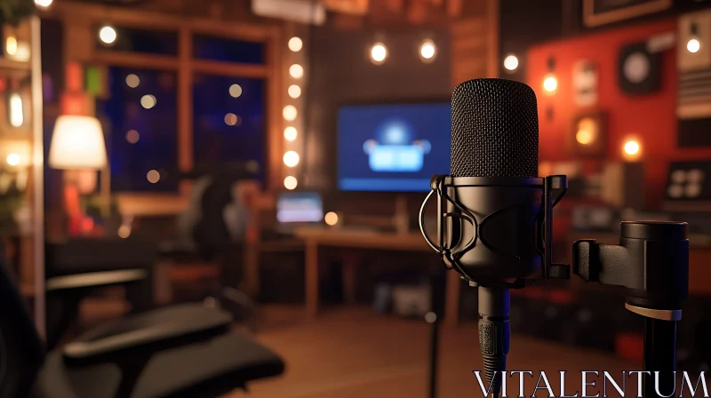 AI ART Podcast Recording Studio with Professional Microphone