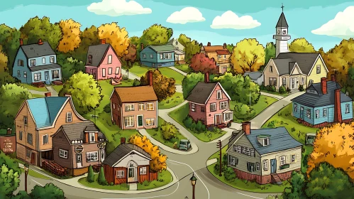 Scenic Suburban Village with Diverse Homes