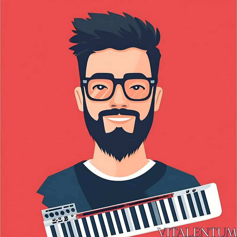 AI ART Cartoon Man with Beard and Glasses