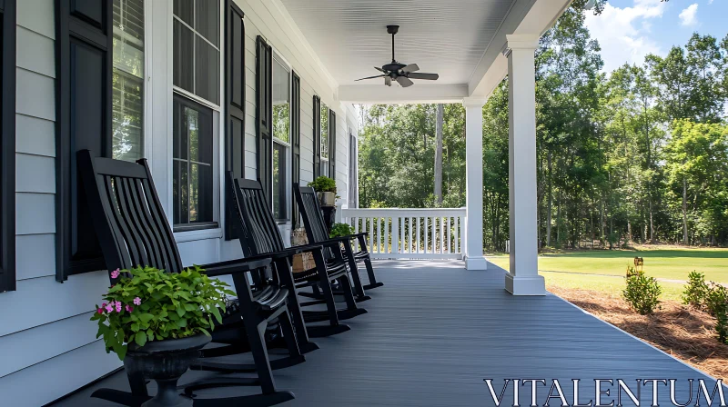 Tranquil Veranda with Garden Facing Seating AI Image