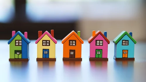 Vibrant Handcrafted Wooden Houses Miniatures