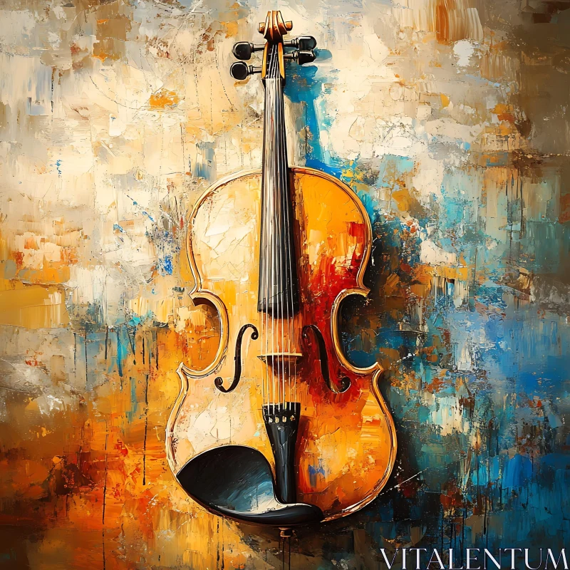 Vibrant Abstract Art of a Violin AI Image