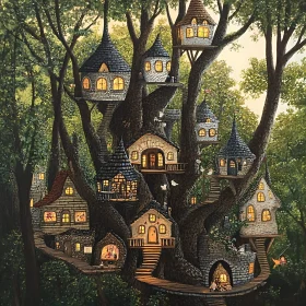 Whimsical Treehouse Fantasy Village