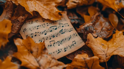 Musical Notation Amidst Fall Foliage