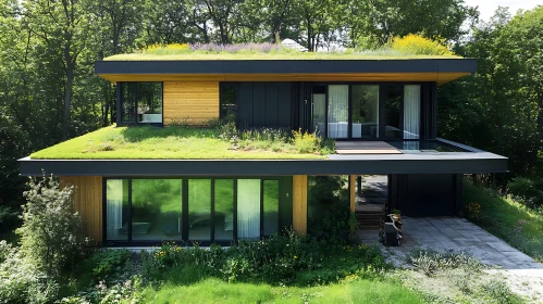 Eco-Friendly Modern Home with Green Roof and Nature Integration