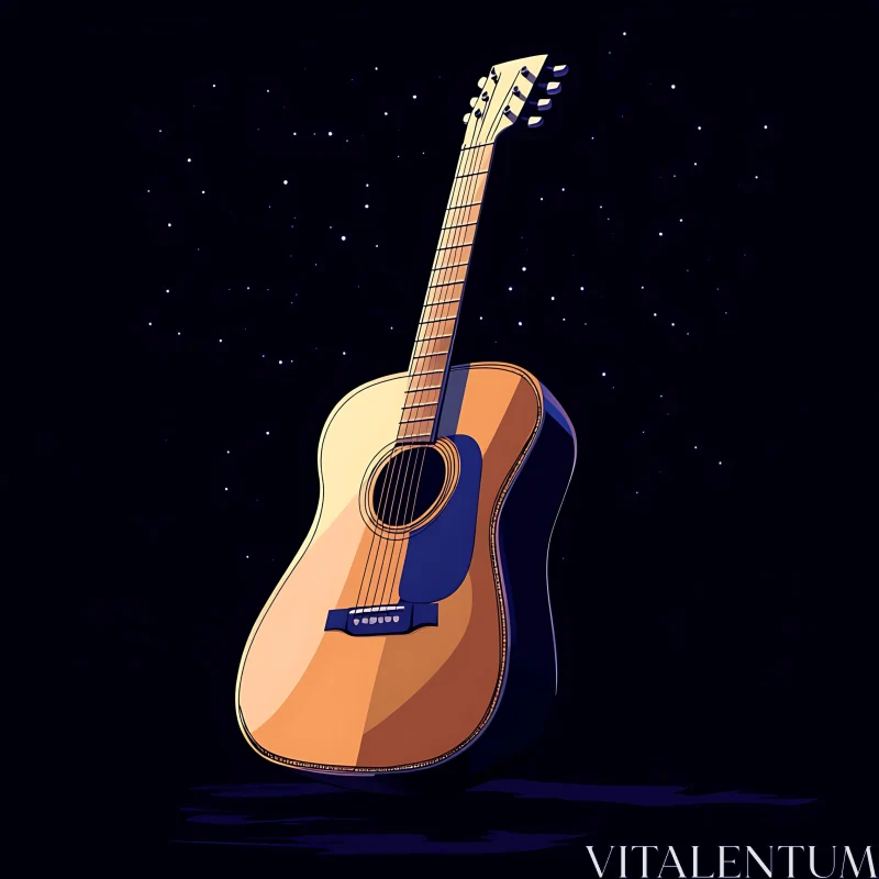 AI ART Acoustic Guitar Under the Stars