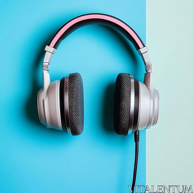 Stylish Grey and Pink Over-Ear Headphones AI Image