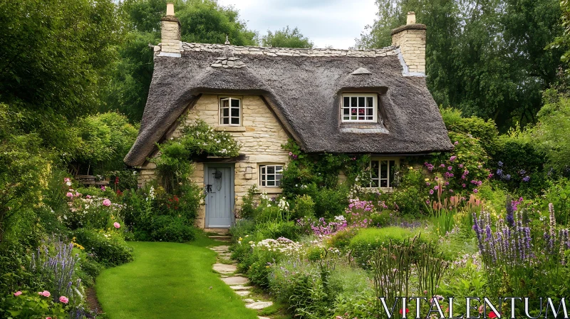 Rustic Cottage with Beautiful Garden AI Image