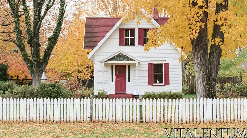 Cozy Autumn Scene of a House AI Image