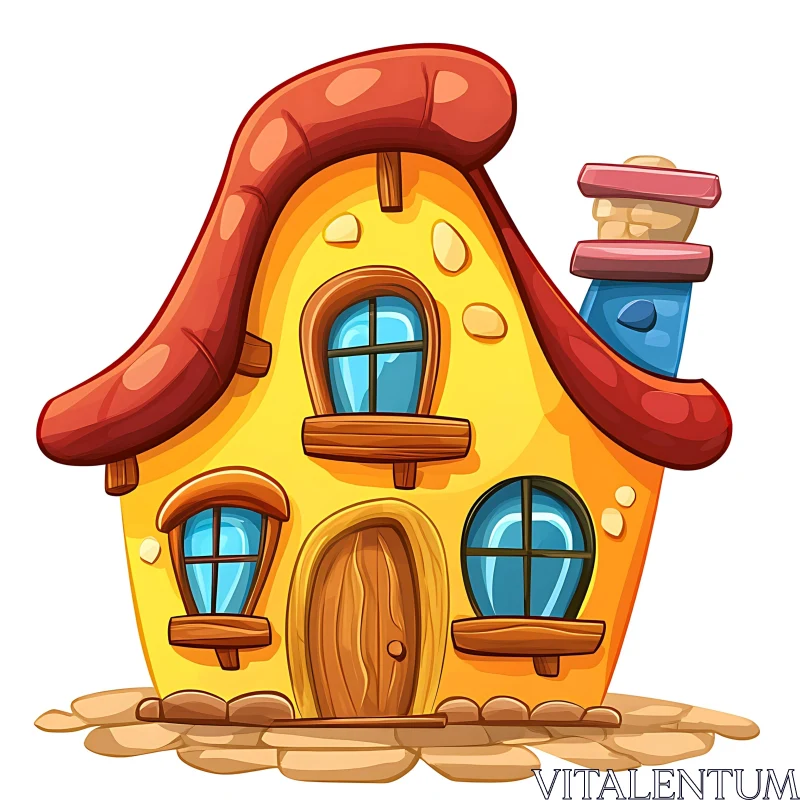 Fairytale-Like Cartoon House Illustration AI Image