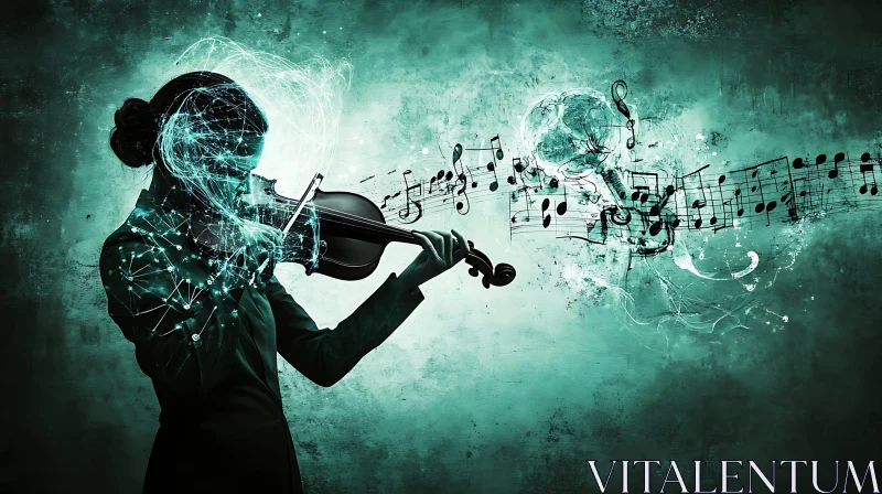 AI ART Abstract Violinist with Music Flow