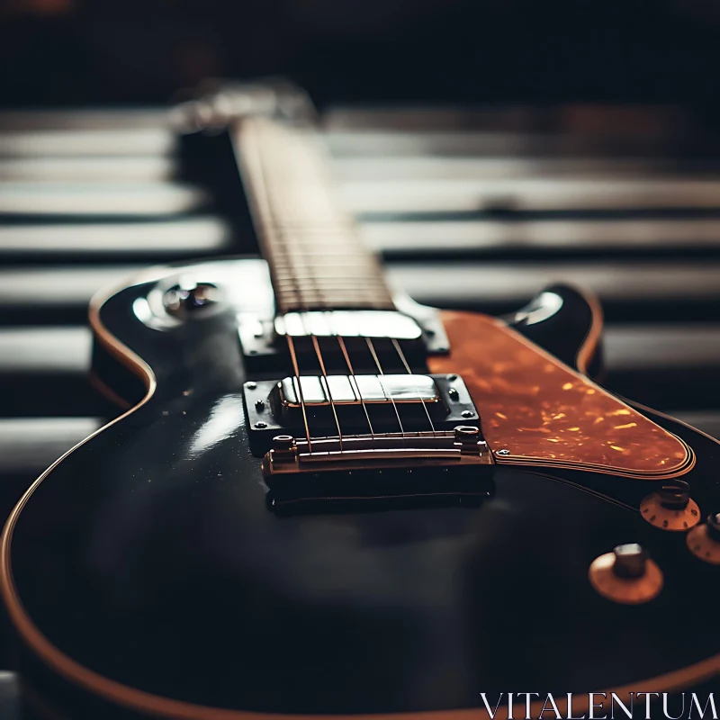 Detailed View of an Electric Guitar Body and Strings AI Image