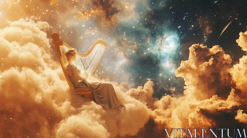 Harpist in the Clouds AI Image