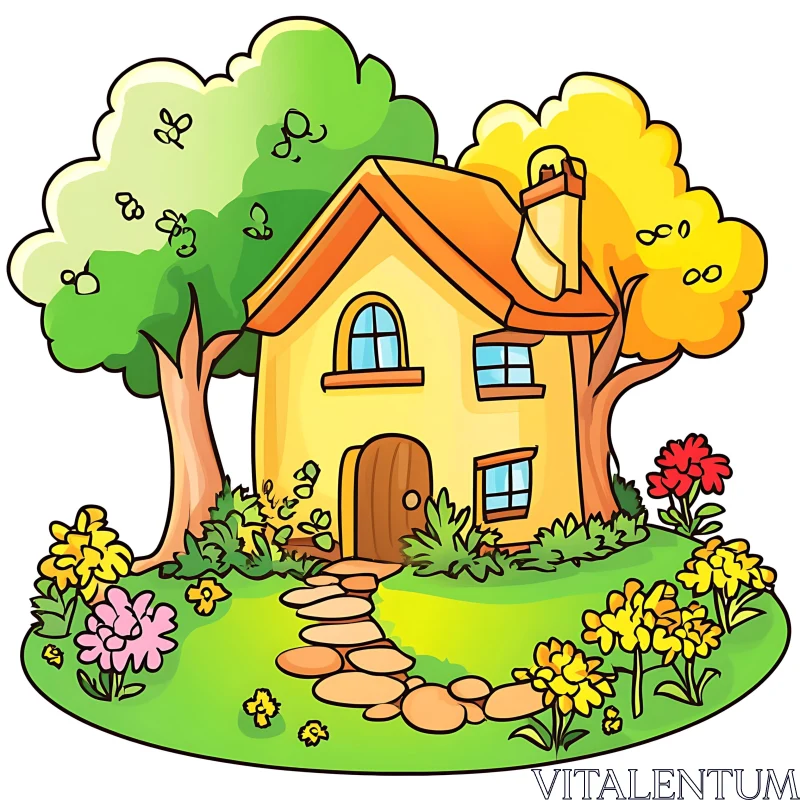 Cute Cottage Surrounded by Nature AI Image