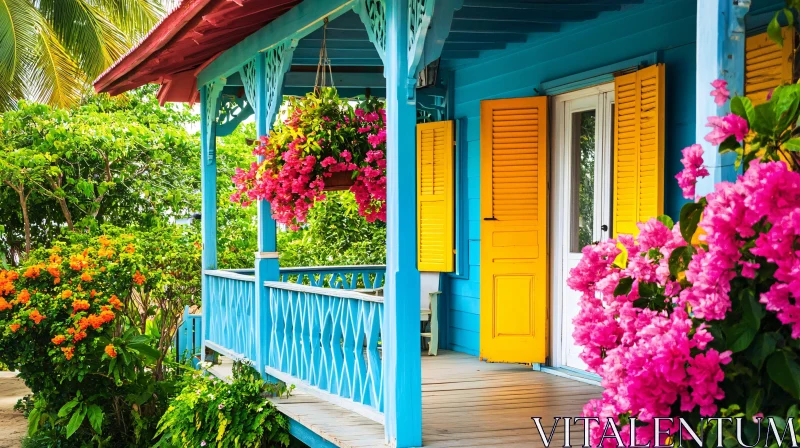 AI ART Colorful House in Tropical Garden