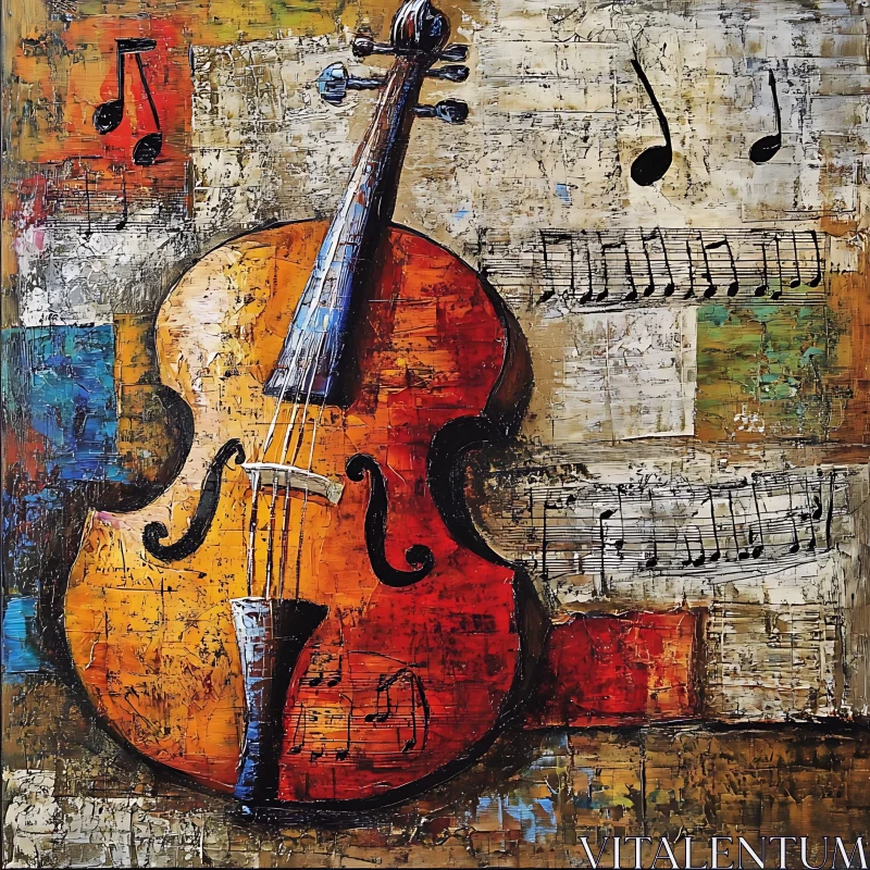 Colorful Cello and Musical Notes Abstract Art AI Image