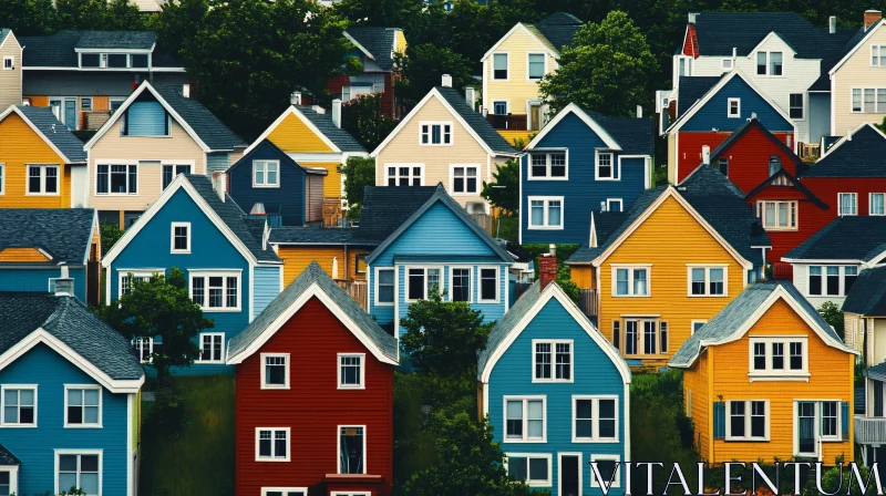 Vivid and Picturesque Suburban Neighborhood AI Image