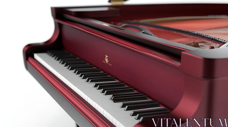 Luxurious Grand Piano Close-Up: Dark Red with Black and White Keys AI Image