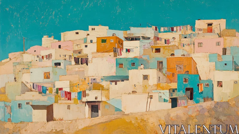 AI ART Vivid Urban Landscape on a Hill