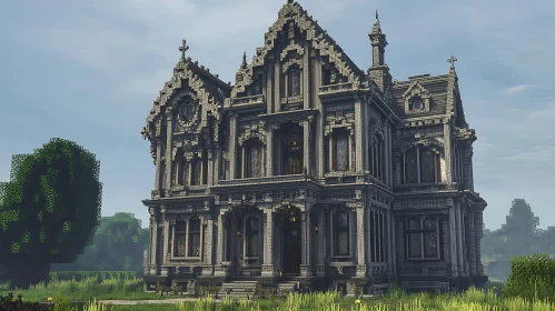 Grand Gothic Mansion Amidst Greenery