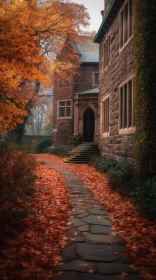 Historic Brick Building in Autumn