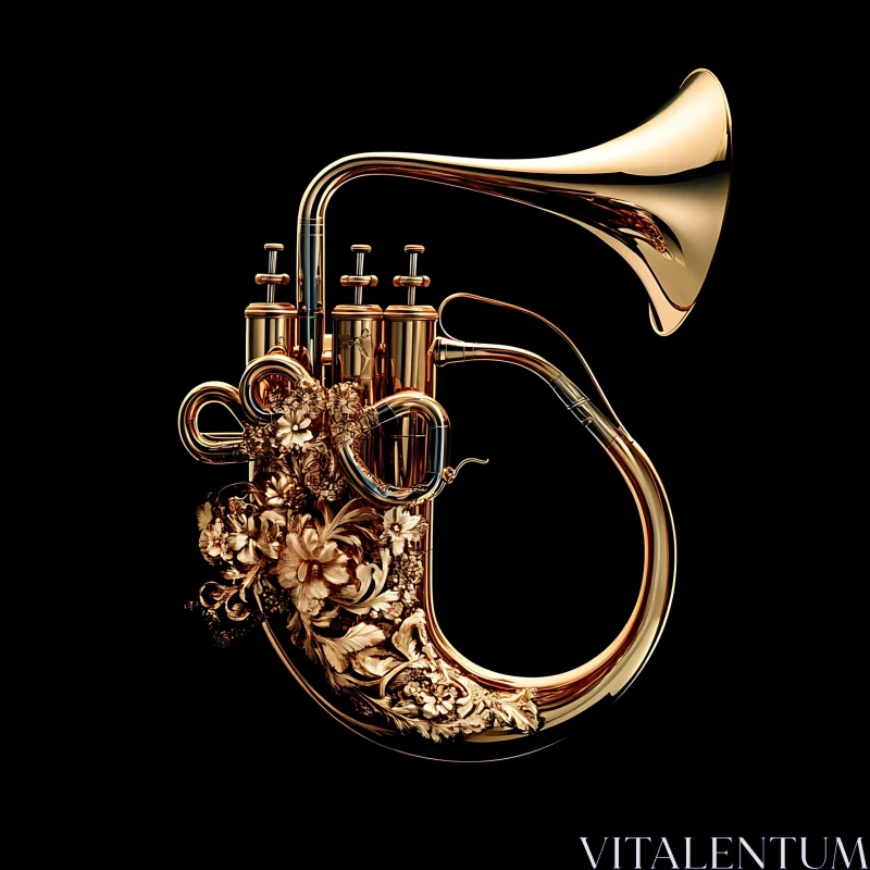 Floral-Decorated Brass Instrument AI Image