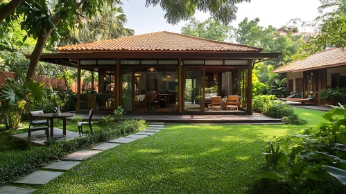 Tranquil Pavilion Among Greenery