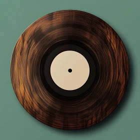 Vintage Wooden Vinyl on Green Surface