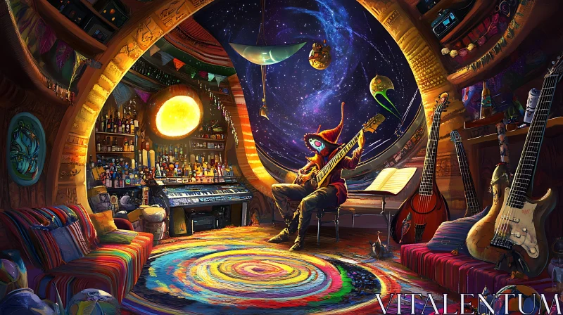 AI ART Fantasy Space Room with Music and Surreal Decor