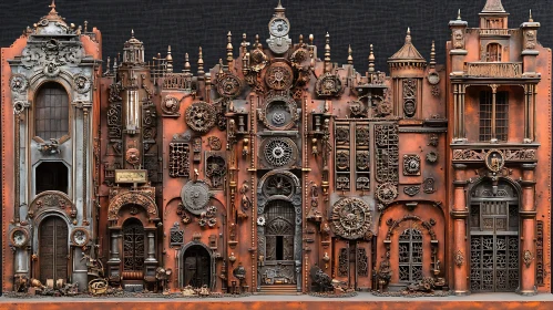 Steampunk Building With Mechanical Features
