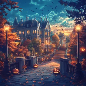 Haunted Halloween Mansion Scene