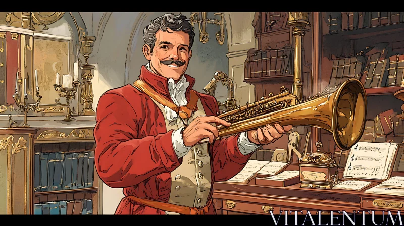 Historical Musician in Classic Setting