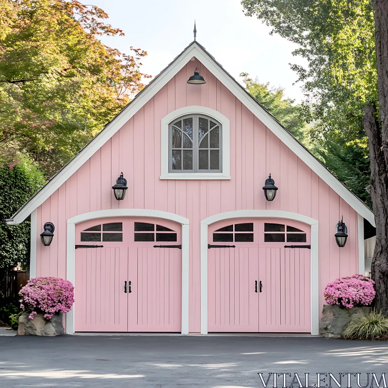 Lovely Suburban Pink House with Garage