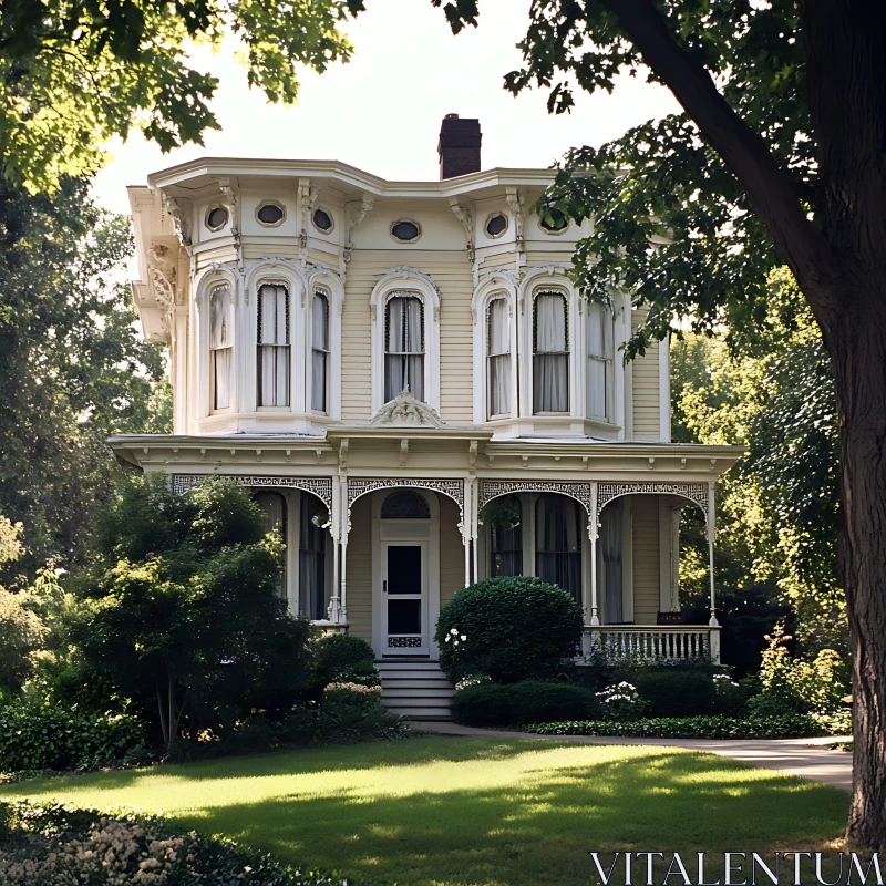 Victorian House with Beautiful Garden AI Image