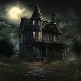 Eerie Moonlit Mansion