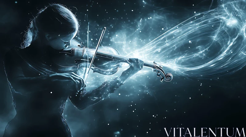 Magical Night Violin Performance AI Image