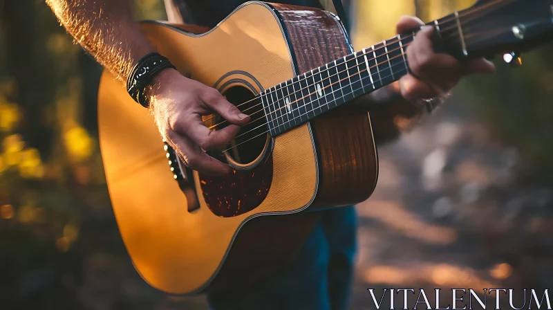 AI ART Strumming Guitar in Outdoor Setting