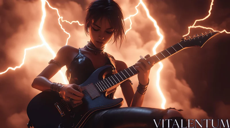 Electric Storm Guitarist AI Image