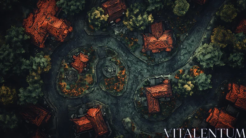 AI ART Charming Village from Above with Scenic Architecture